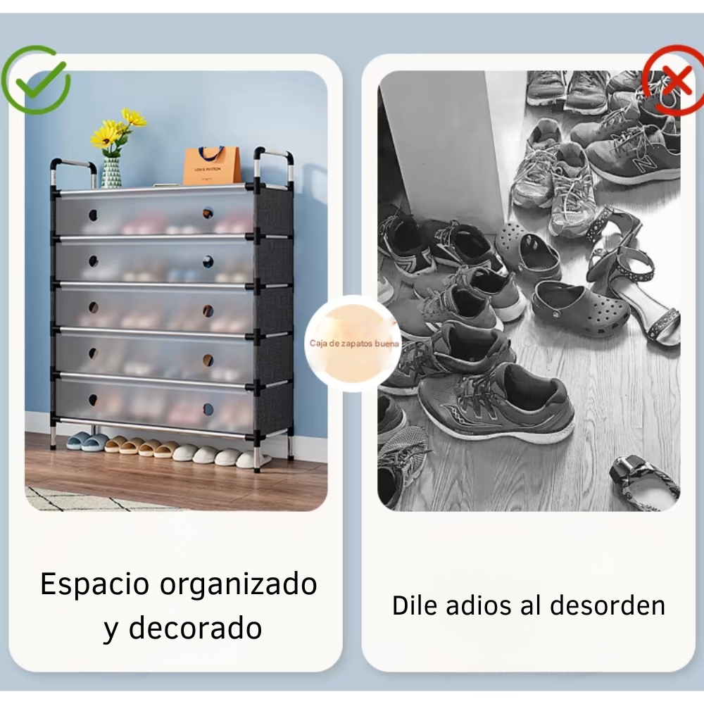 Zapatero Metálico Doble 28 Pares Organizador 10 Niveles Cubierta Negro