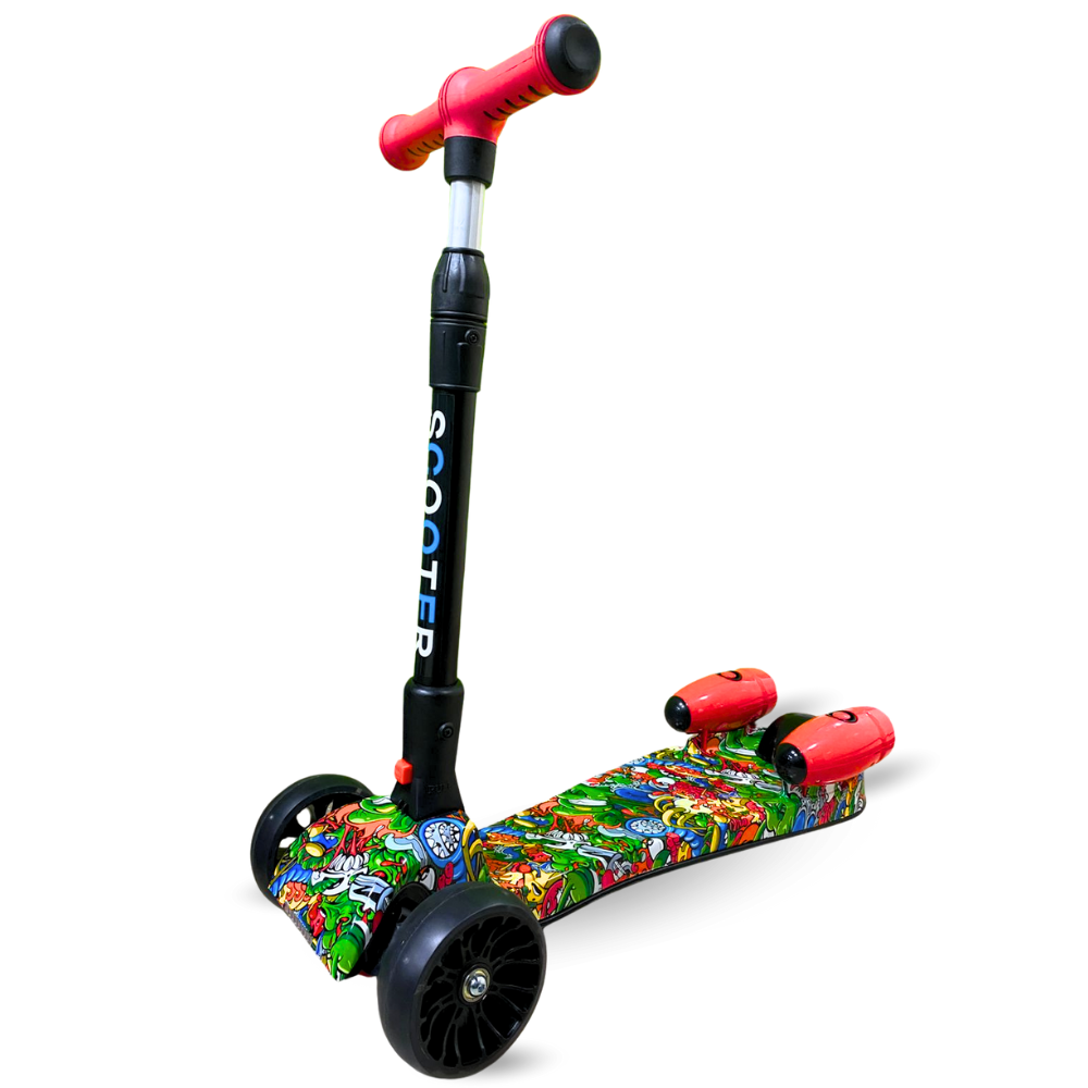 Scooter Niños Humo Niebla Bluetooth Música Luces LED 3 Ruedas Plegable