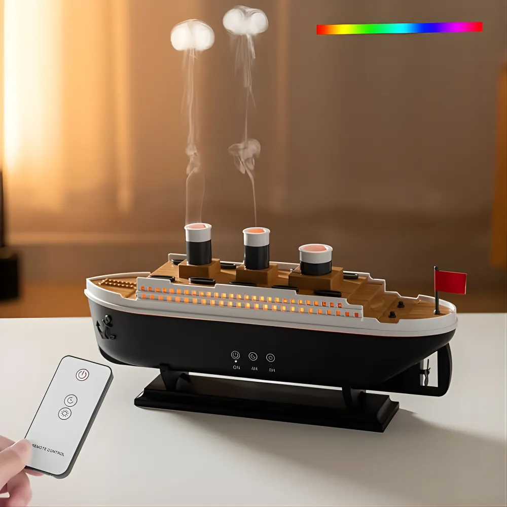 Humidificador Difusor Aromas Barco Titanic LED Niebla Decorativo