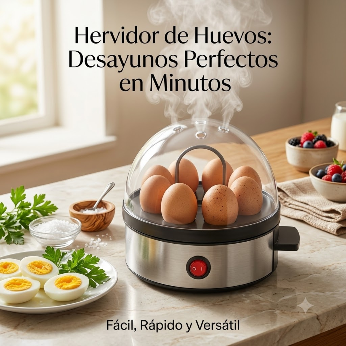 Hervidor Huevos Eléctrico Vapor Automático 7 Huevos Tibios Duros