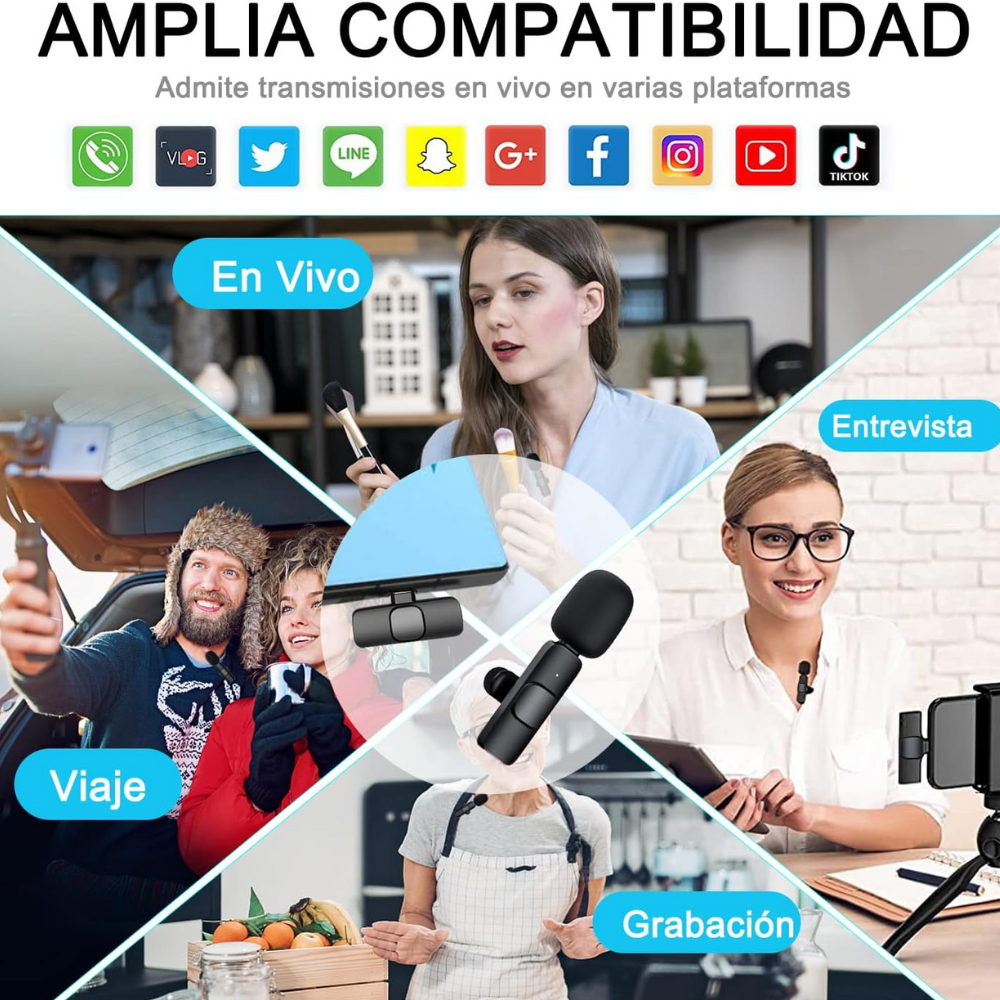 Micrófono Solapa Inalámbrico Doble K9 Celular Tipo C Lightning