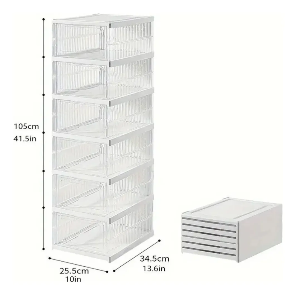 Zapatero Organizador Plegable 6 Niveles Puerta Transparente Apilable