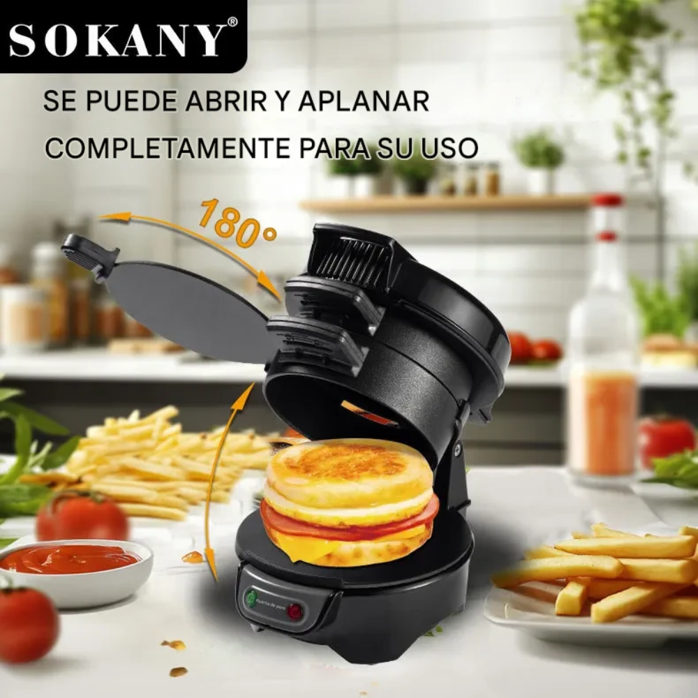Sandwichera Eléctrica 600W Antiadherente Hamburguesas Paninis 110V