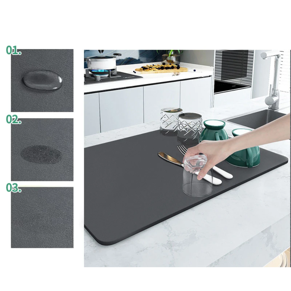 Tapete Absorbente Cocina Escurridor Platos 50x40cm Secado Rápido