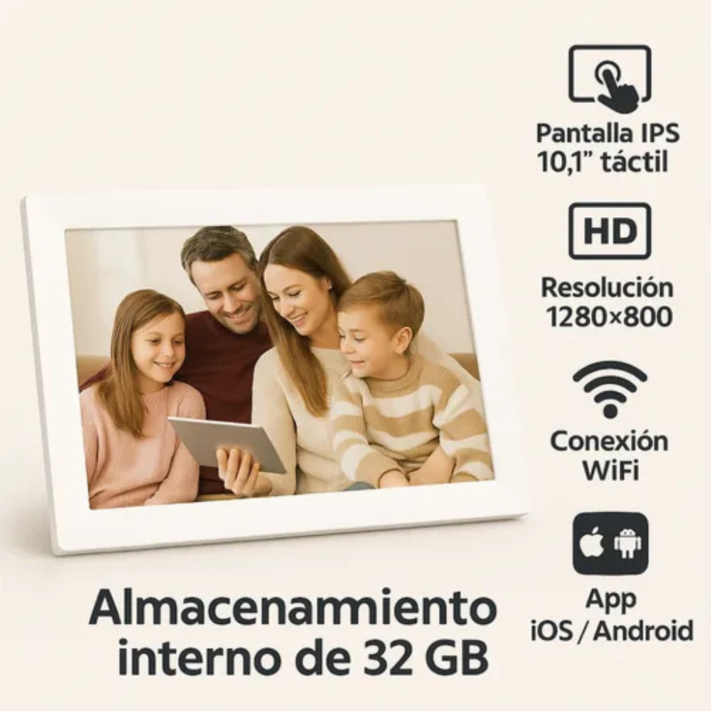 Portarretratos Digital 10.1 Pulgadas WiFi Frameo 32GB Táctil Akimart