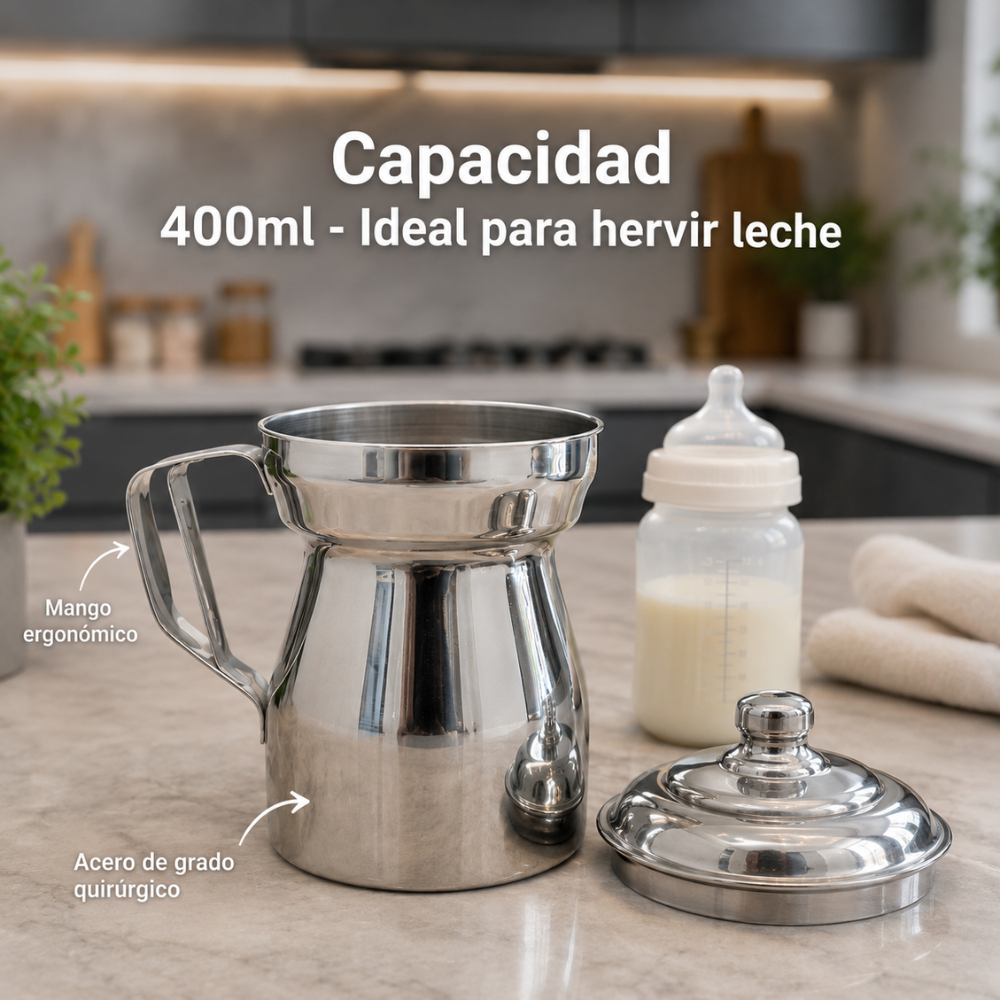 Olleta Jarra Lechera Acero Quirúrgico T304 500ml Tapa Hervidor Café