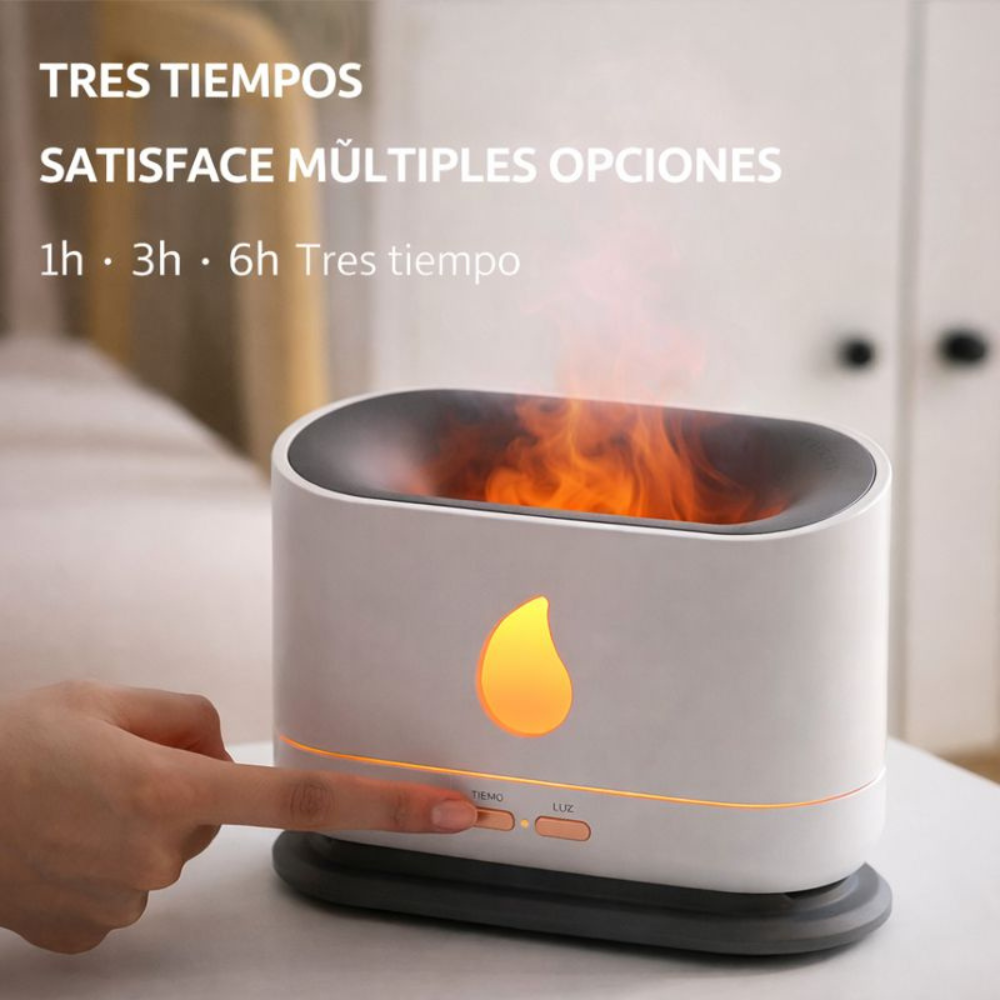 Humidificador Difusor Aromas Efecto Llama A10 Aceites Esenciales LED