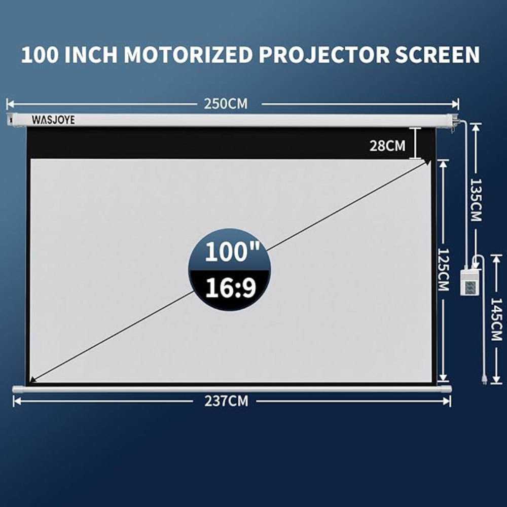 Telón Proyector Motorizado 100 Pulgadas 16:9 Control Remoto Eléctrico