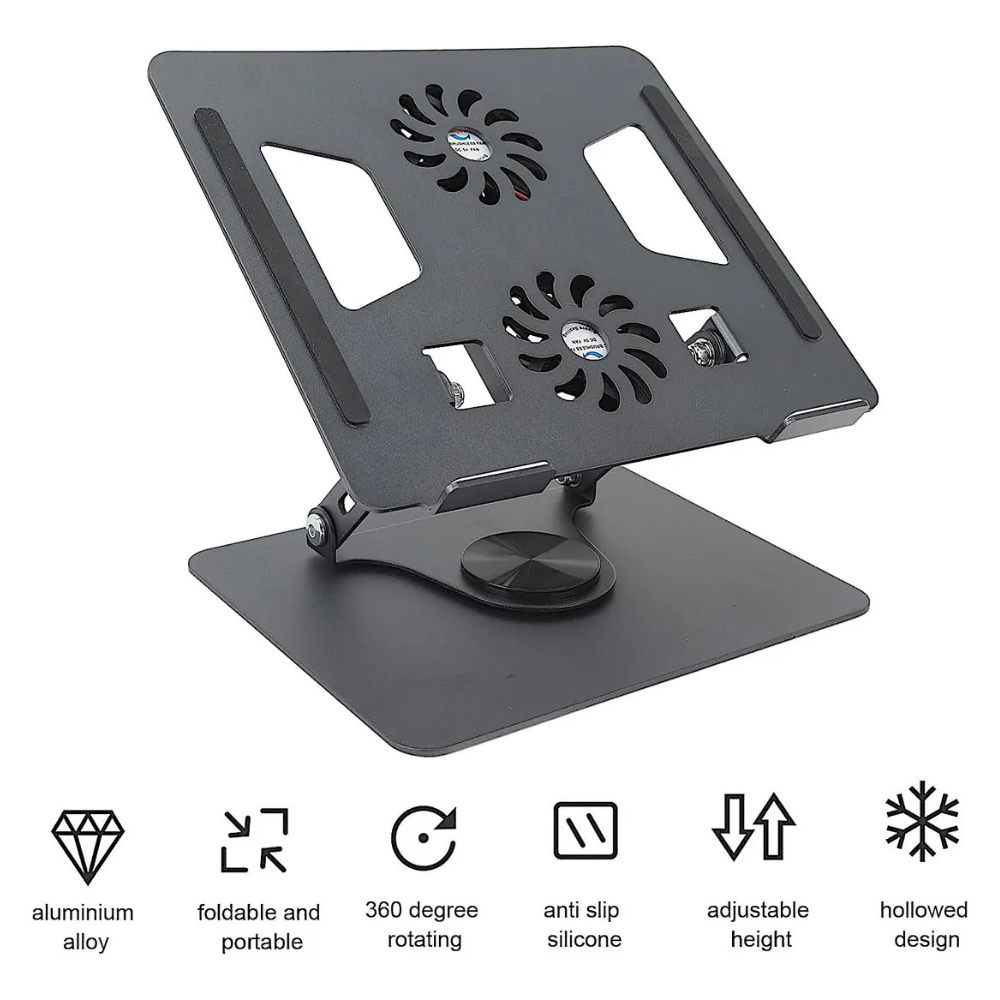 Soporte Portátil Laptop Ajustable 2 Ventiladores Base Refrigerante