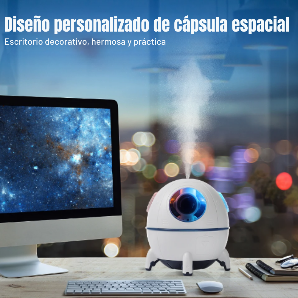 Humidificador Cápsula Espacial Mini Astronauta 200ml USB C Escritorio