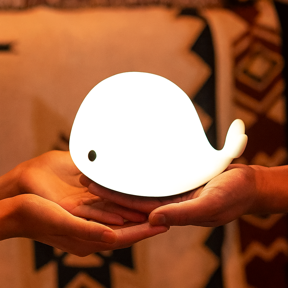 Lámpara Nocturna Infantil Ballena Silicona LED Multicolor Recargable