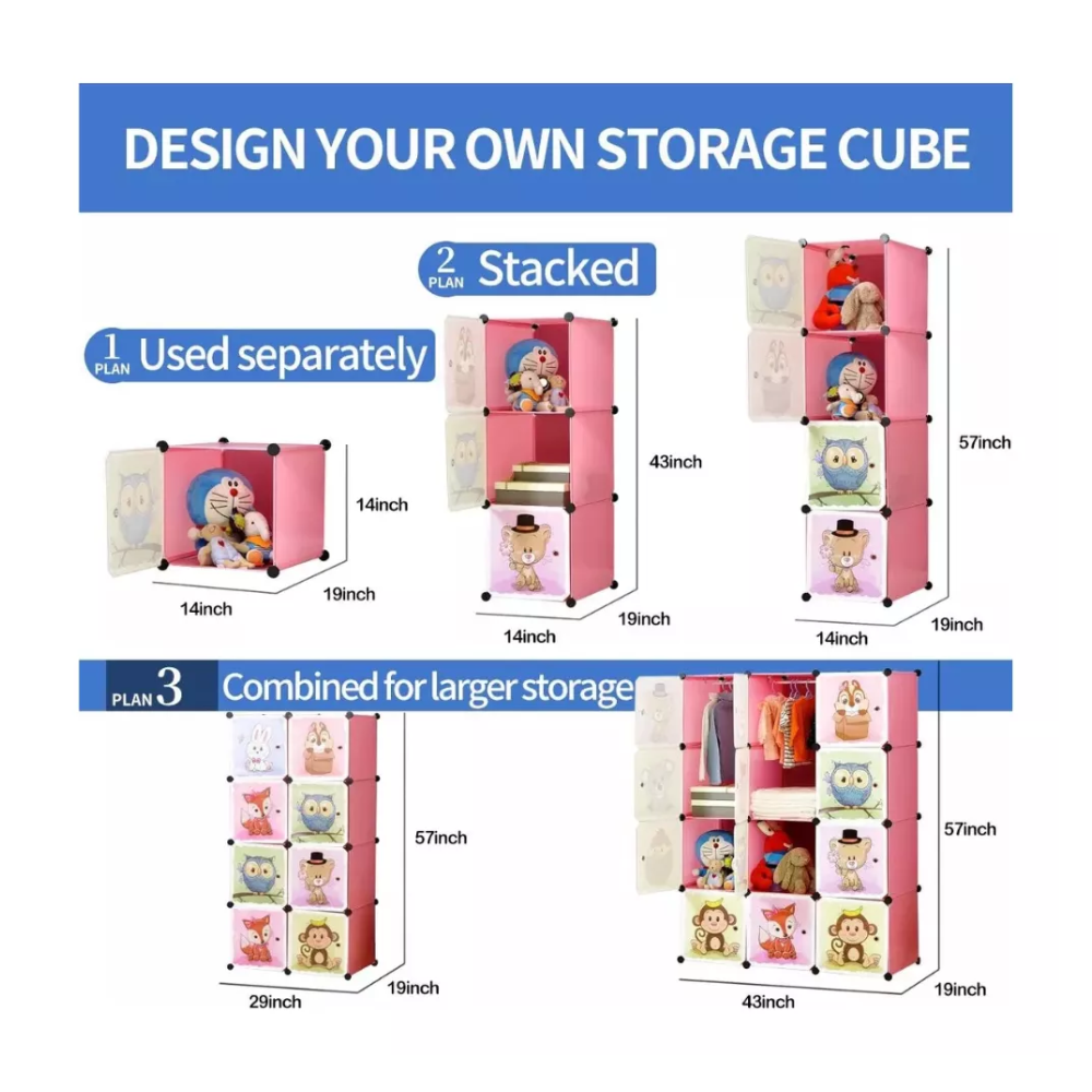 Armario Infantil Modular 12 Cubos Organizador Ropa Juguetes Armable