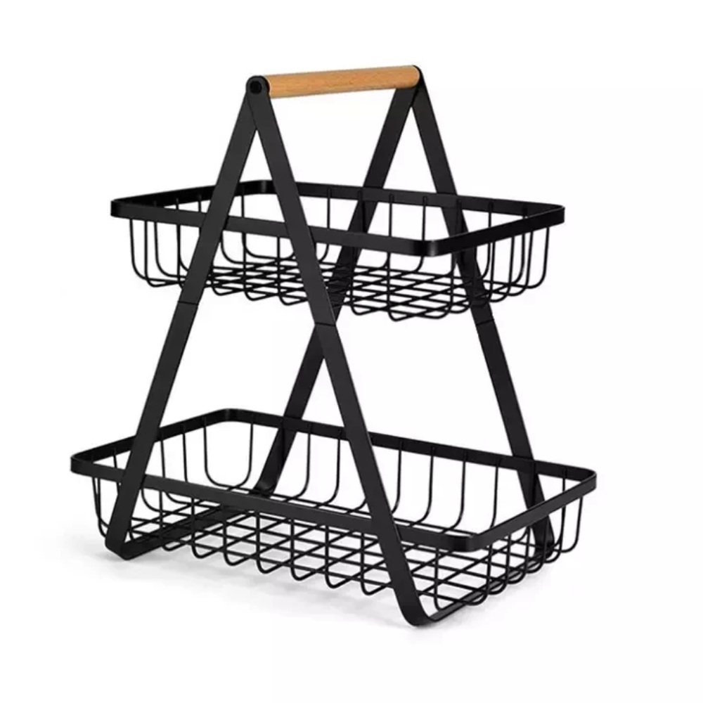 Canasta Frutero Metálico 2 Niveles Verduras Pan Mesón Cocina Moderno
