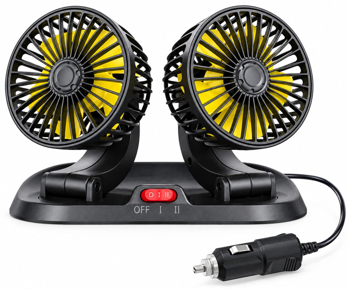 Ventilador Doble Carro USB Cabezal Giratorio 3 Velocidades Aroma