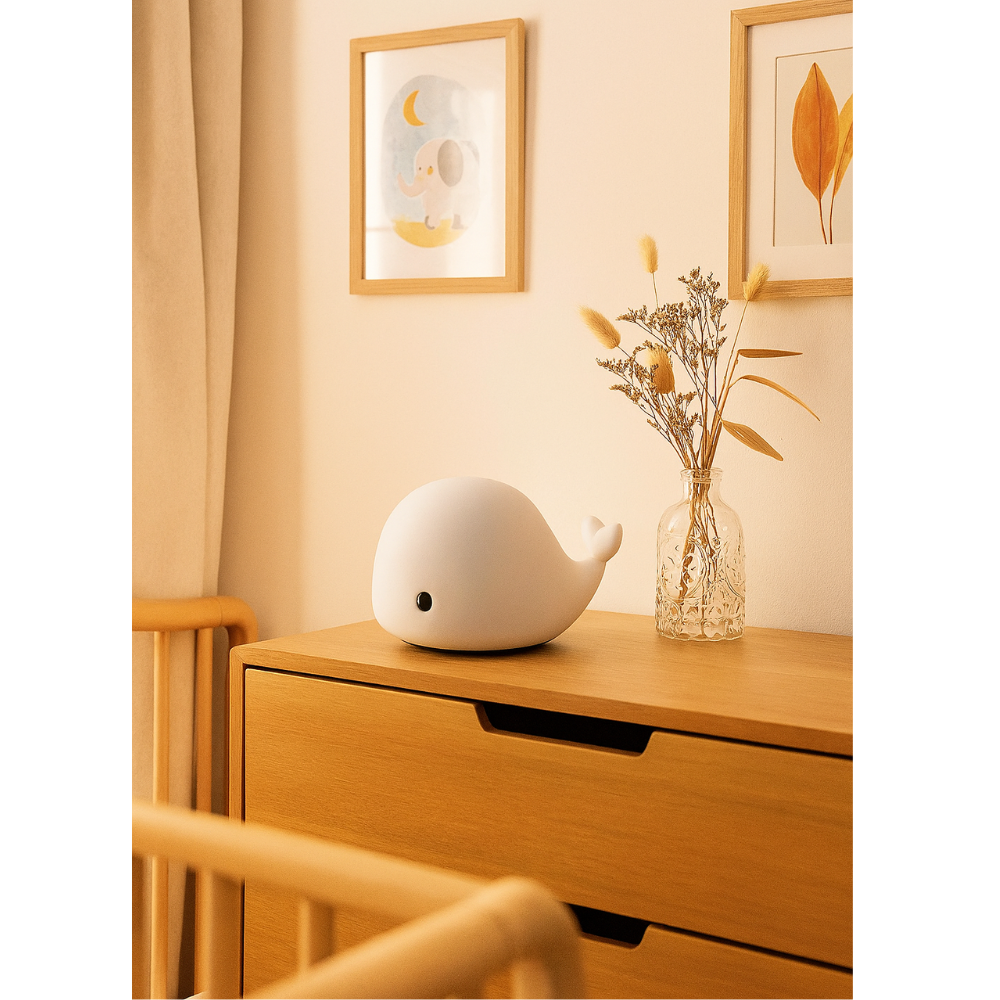Lámpara Nocturna Infantil Ballena Silicona LED Multicolor Recargable