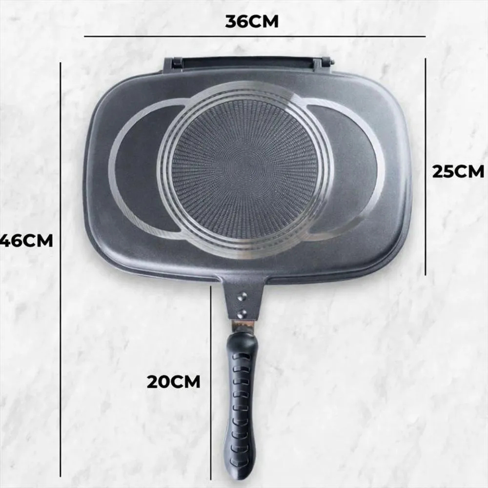 Sartén Doble Swisshome 36cm Antiadherente Granito Parrilla Arepas