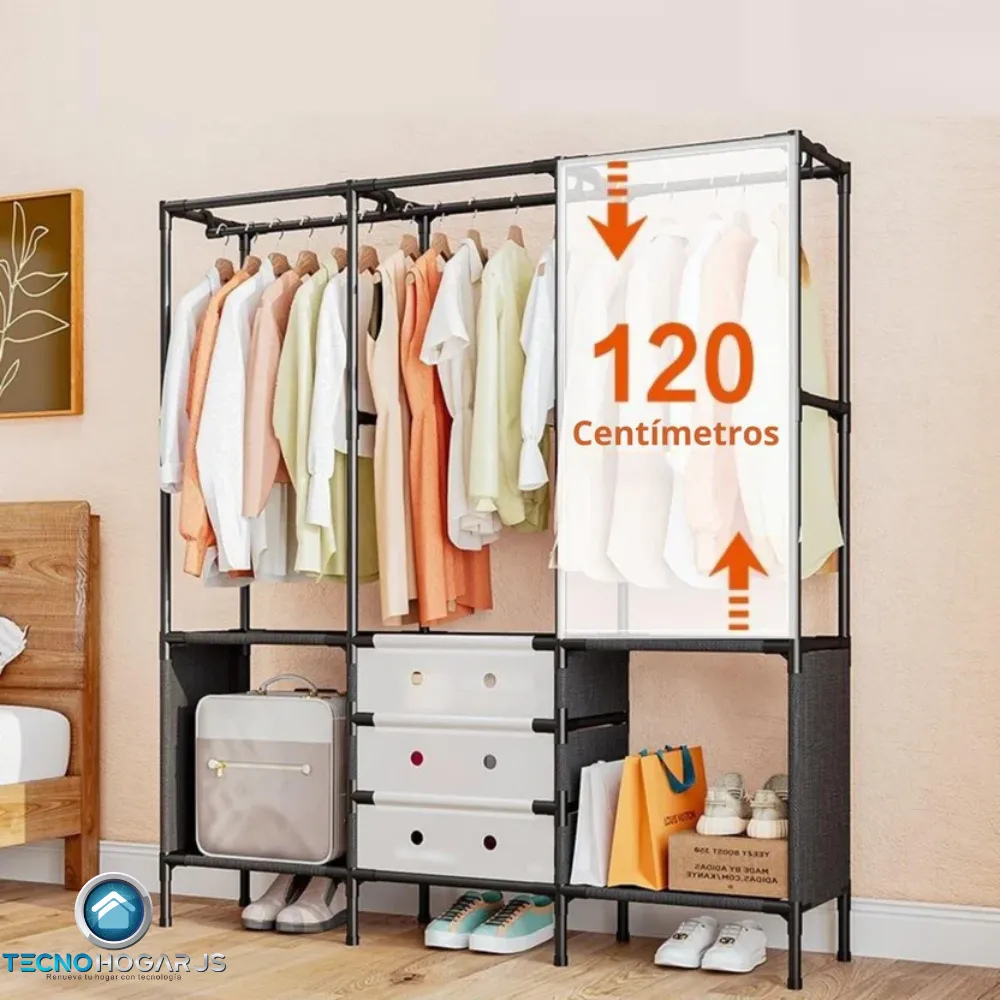 Closet Organizador Ropa 3 Módulos Zapatero Estante Cubierta Armable