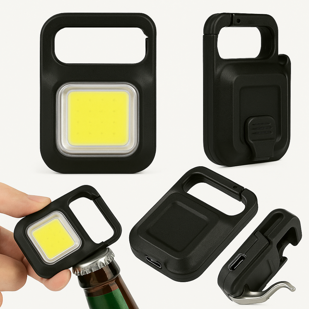 Linterna LED Táctica Recargable Llavero 800 Lúmenes Imán Destapador