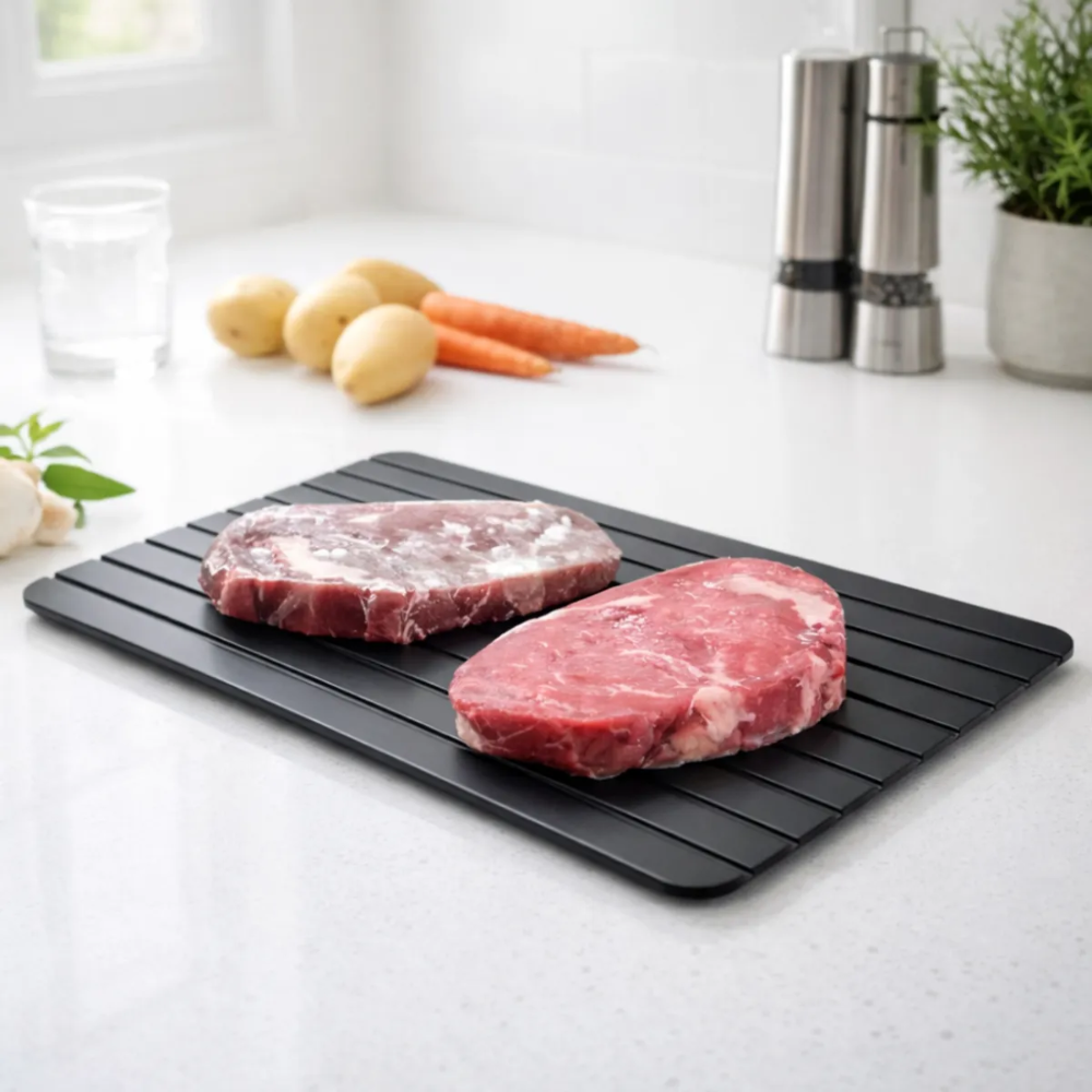 Tabla Descongeladora Rápida Carne Pollo Pescado Termoconductora Negra