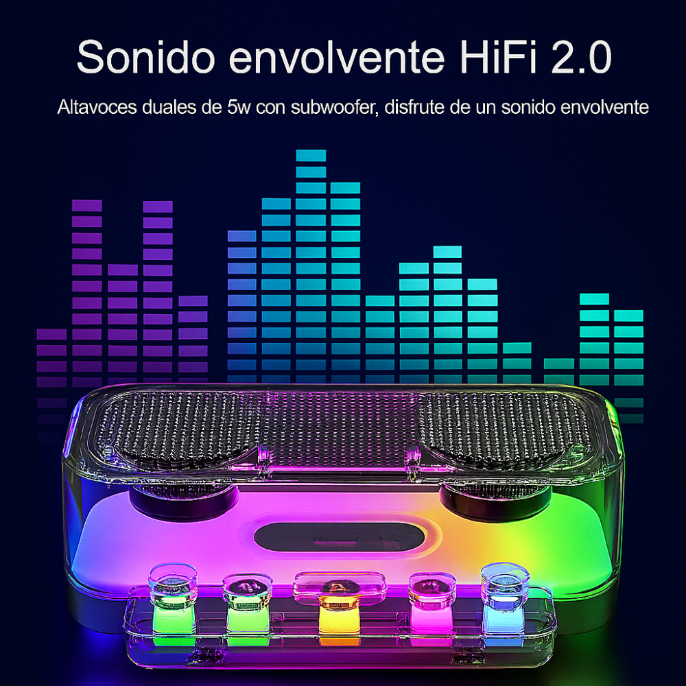 Parlante Bluetooth Z6 RGB Gamer Teclas Mecánicas Transparente Portátil