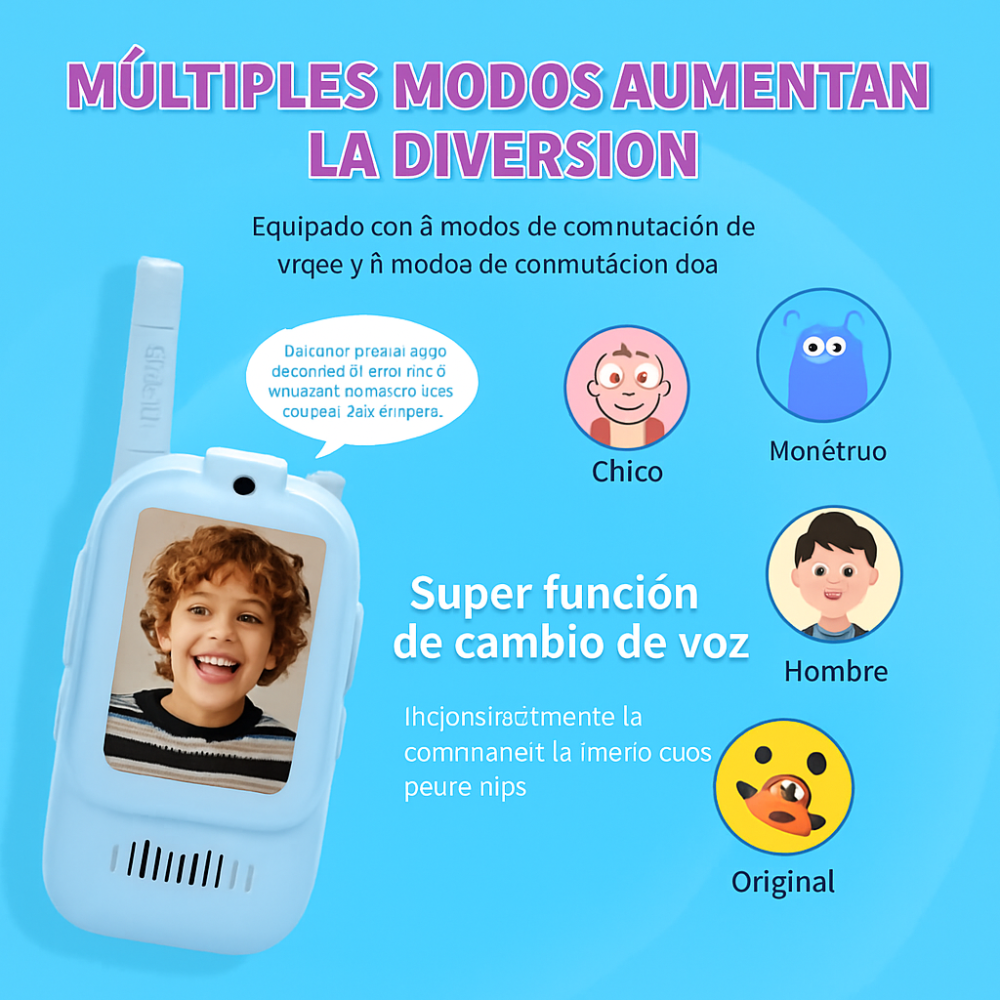 Walkie Talkie Niños Videollamada Pantalla Recargable Tipo C VWK-2 Par