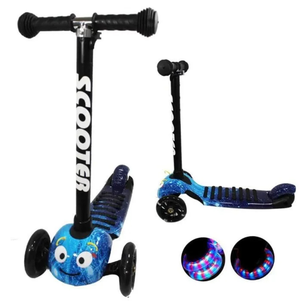 Scooter Niños Plegable Luces LED Ruedas Diseño Gusano Graffiti