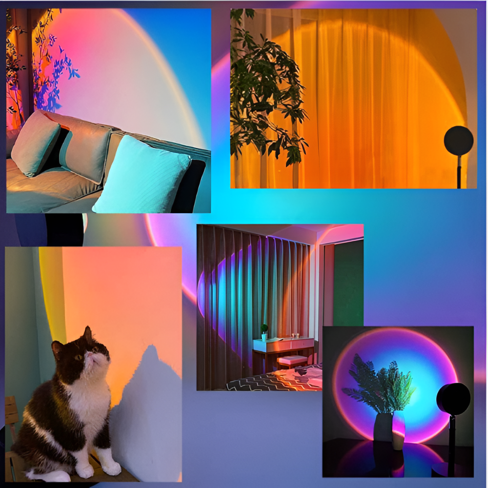 Lámpara Sunset RGB Efecto Atardecer Proyector Luz Decoración Fotos USB