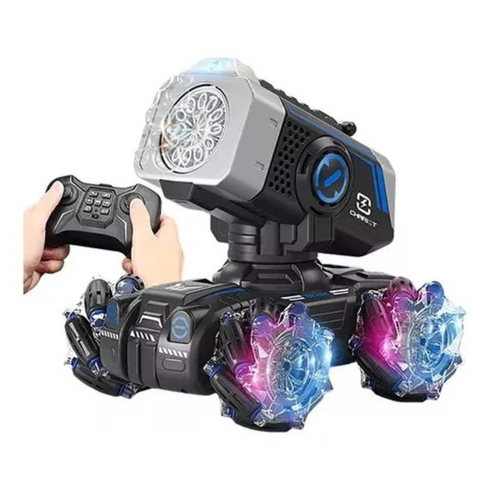 Carro Control Remoto 360 Lanza Burbujas Luces LED Omnidireccional