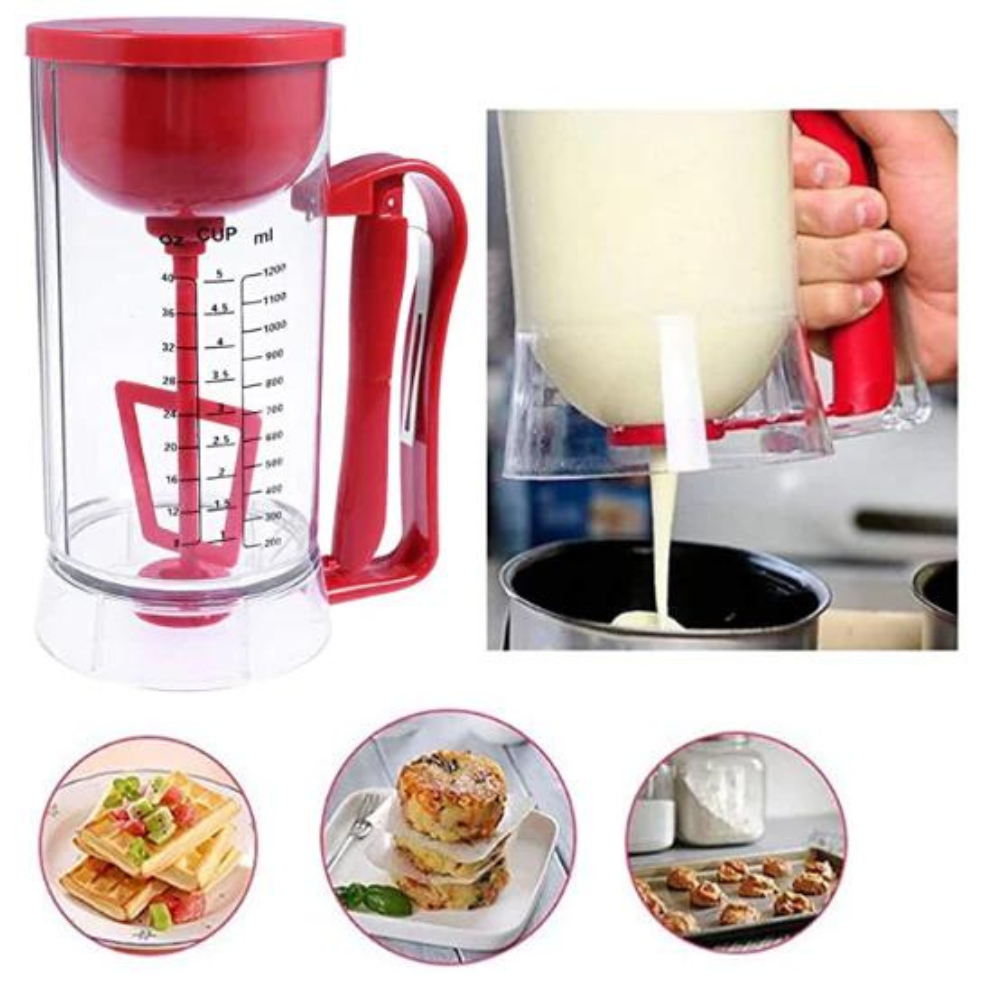 Dispensador Mezclador Masa Pancakes Crepes 2x1 Eléctrico Batidor Pilas