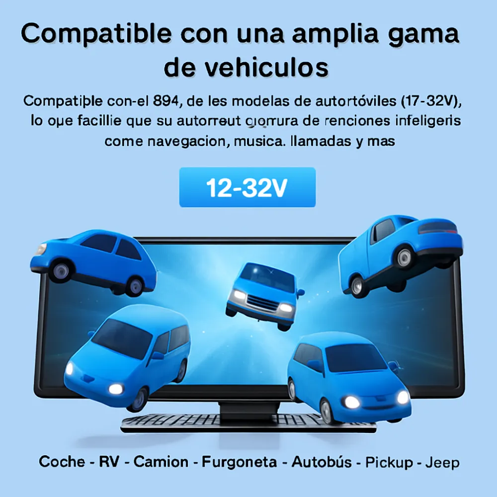 Pantalla Portátil Carro CarPlay Android Auto Inalámbrico 10.26 Cámara