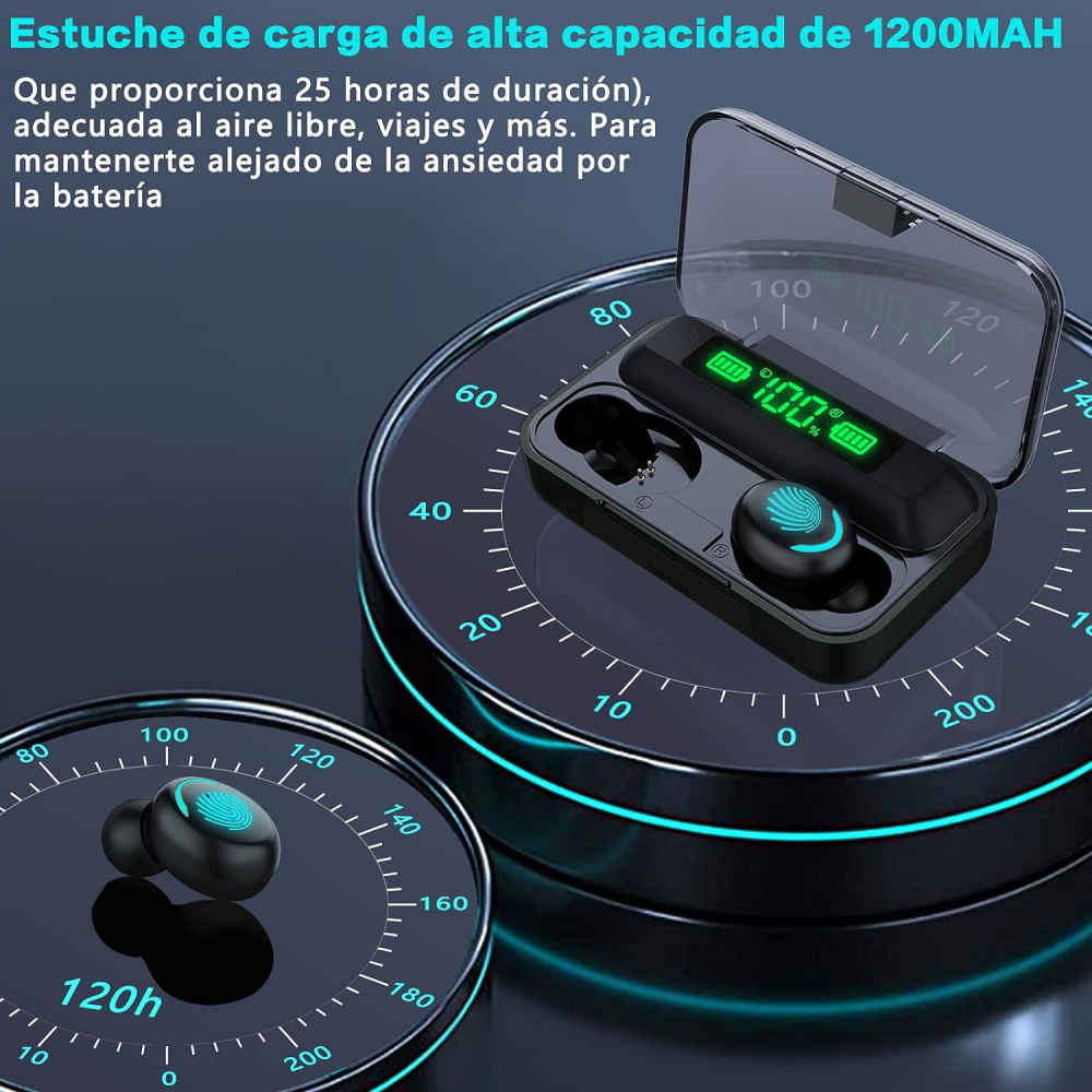 Audífonos Bluetooth Inalámbricos Ear Buds TU1003 Táctiles LED