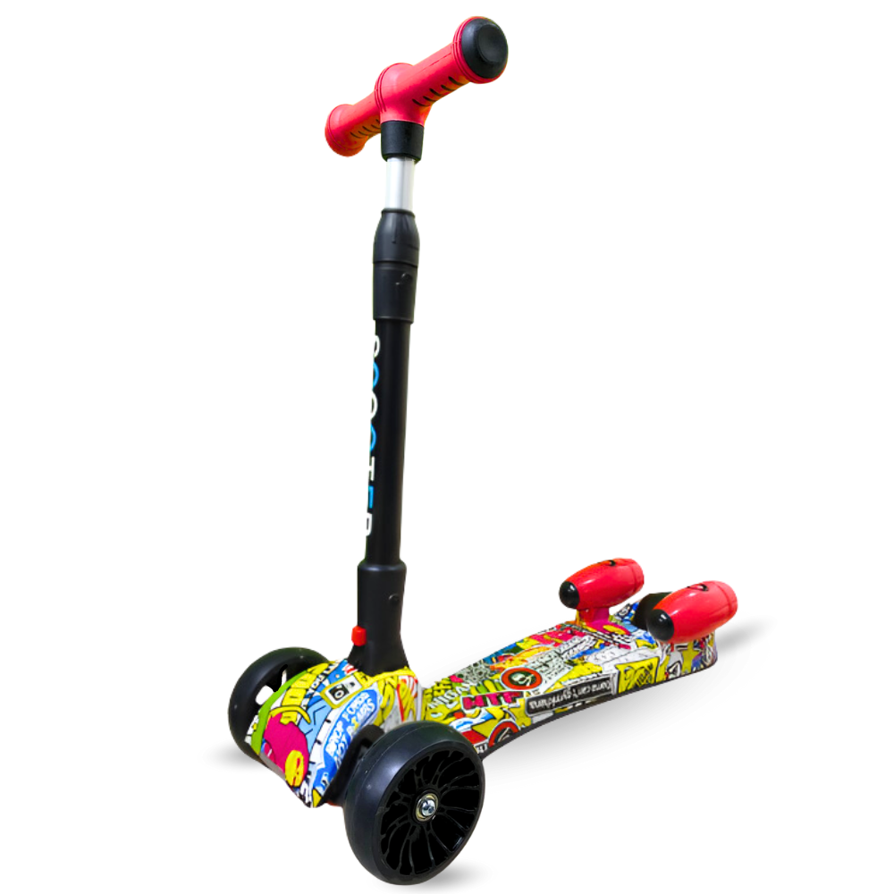 Scooter Niños Humo Niebla Bluetooth Música Luces LED 3 Ruedas Plegable