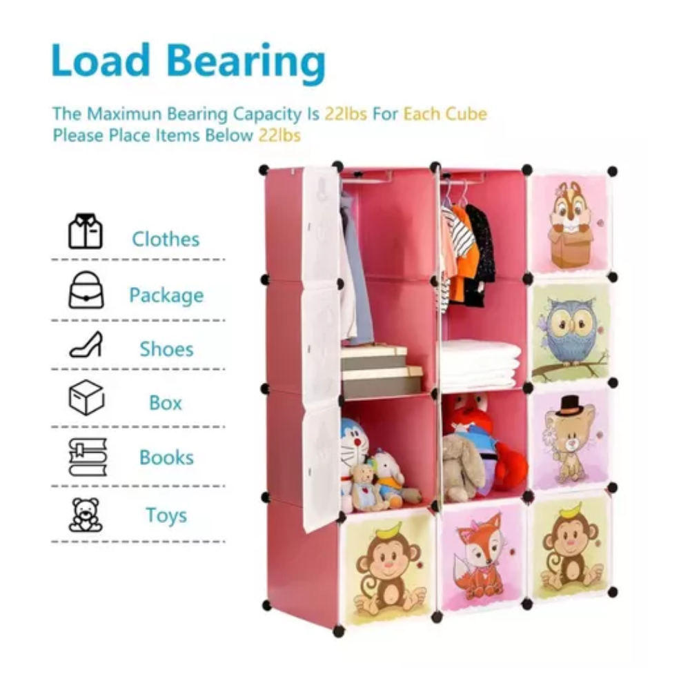 Armario Infantil Modular 12 Cubos Organizador Ropa Juguetes Armable