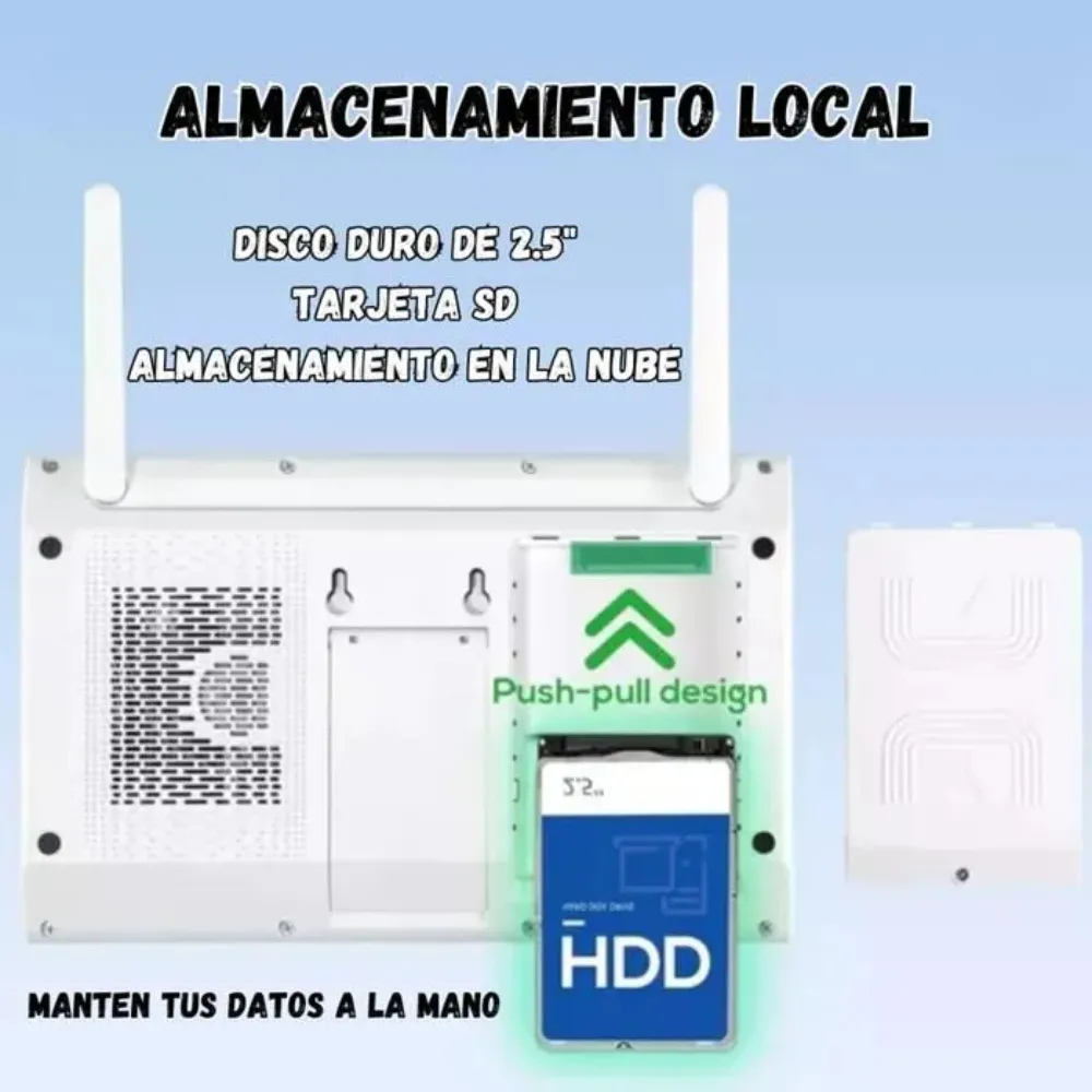 Kit 4 Cámaras Seguridad WiFi Exterior Monitor NVR Visión Nocturna HD