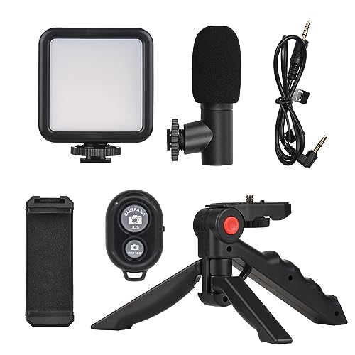 Kit Grabación Celular AY-49 Estabilizador Luz LED Micrófono Trípode