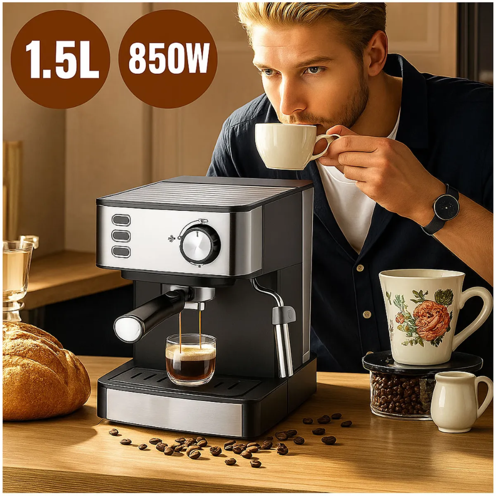 Cafetera Espresso 20 Bar Capuchino Latte Vaporizador Leche Tanque 1.5L