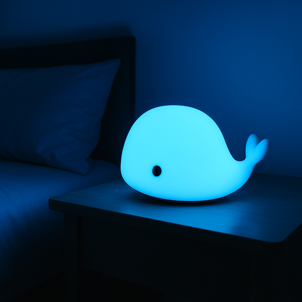 Lámpara Nocturna Infantil Ballena Silicona LED Multicolor Recargable