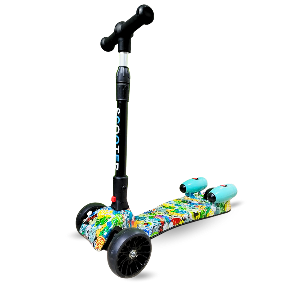Scooter Niños Humo Niebla Bluetooth Música Luces LED 3 Ruedas Plegable