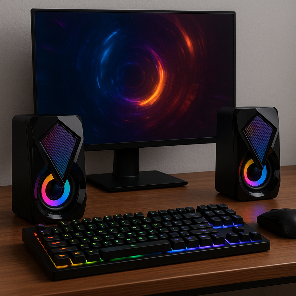 Parlantes PC Gamer RGB USB Estéreo Compactos Luz LED Escritorio Par
