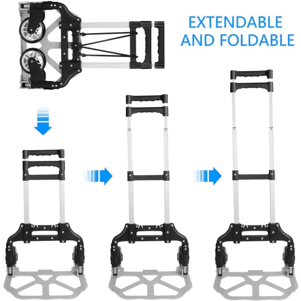 Carretilla Plegable 3 Ruedas Sube Escaleras 80kg Portátil Gomas Carga