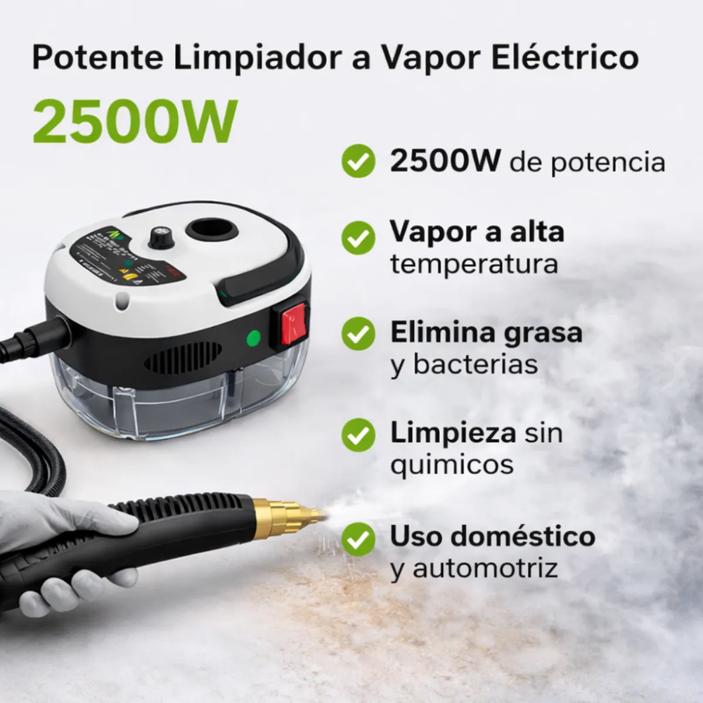 Limpiador Vapor Eléctrico Alta Presión 2500W Portátil Hogar Cocina