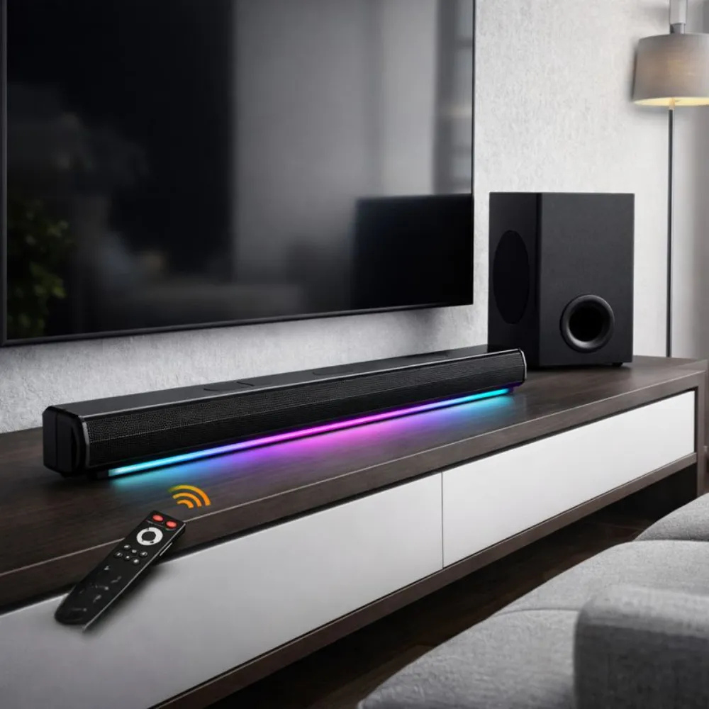 Barra Sonido Subwoofer Bluetooth 5.1 Teatro Casa GD-699 Control TV