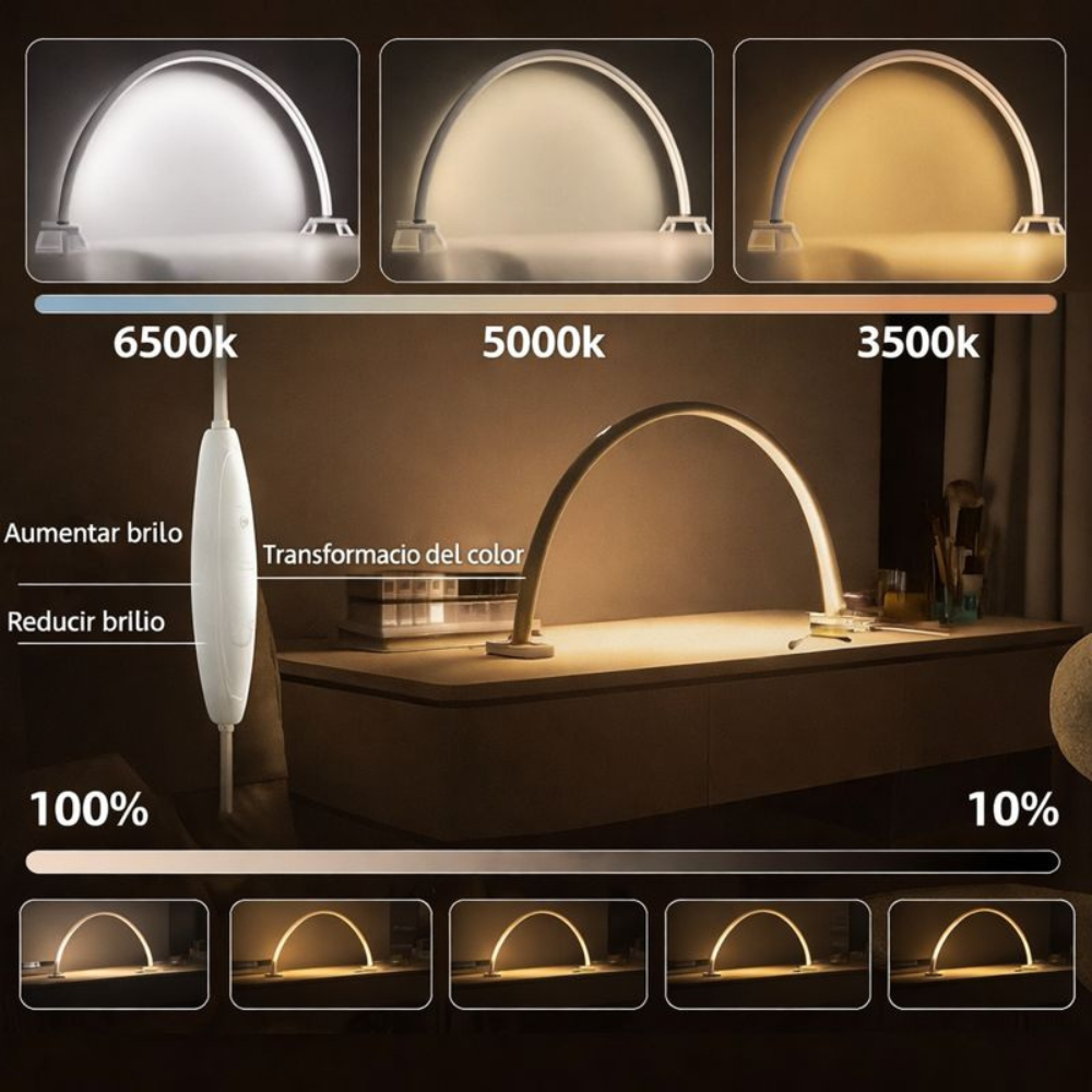 Lámpara Media Luna LED 73cm LY-803 Manicura Pestañas Estética Belleza