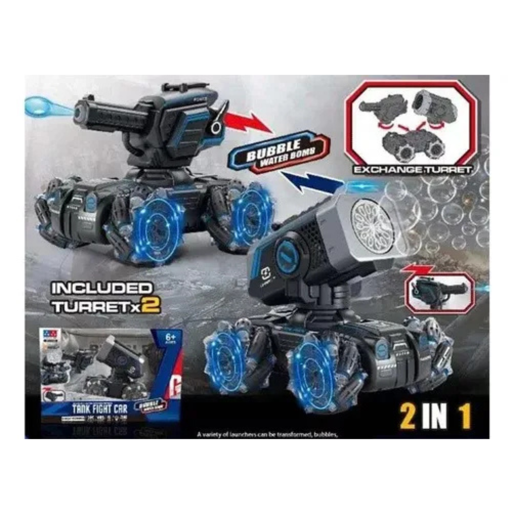 Carro Control Remoto 360 Lanza Burbujas Luces LED Omnidireccional