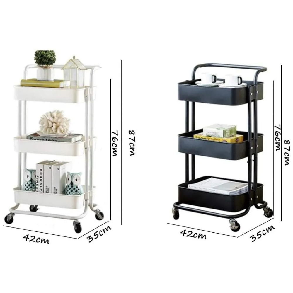 Carro Organizador Metálico 3 Niveles Ruedas Cocina Baño Almacenamiento