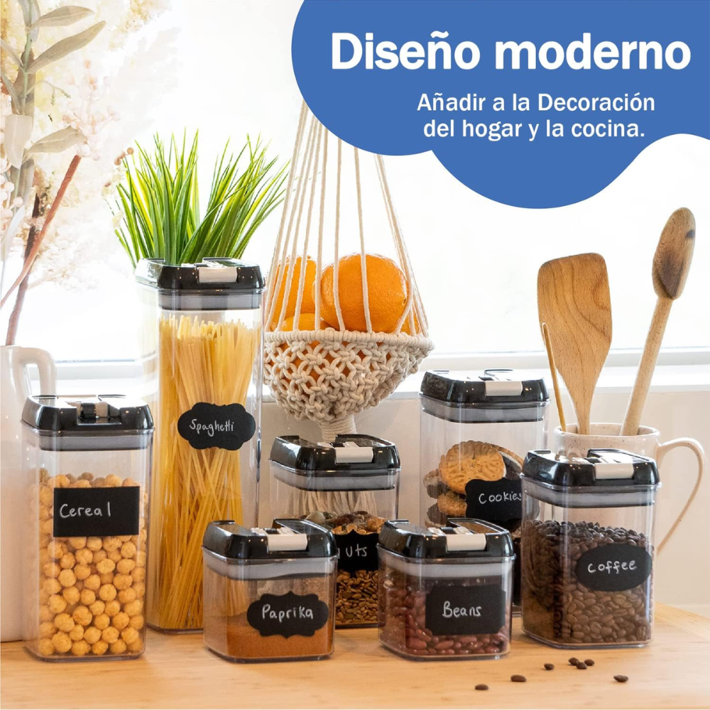 Set Contenedores Herméticos Cocina 7 Piezas Granos Despensa Libre BPA