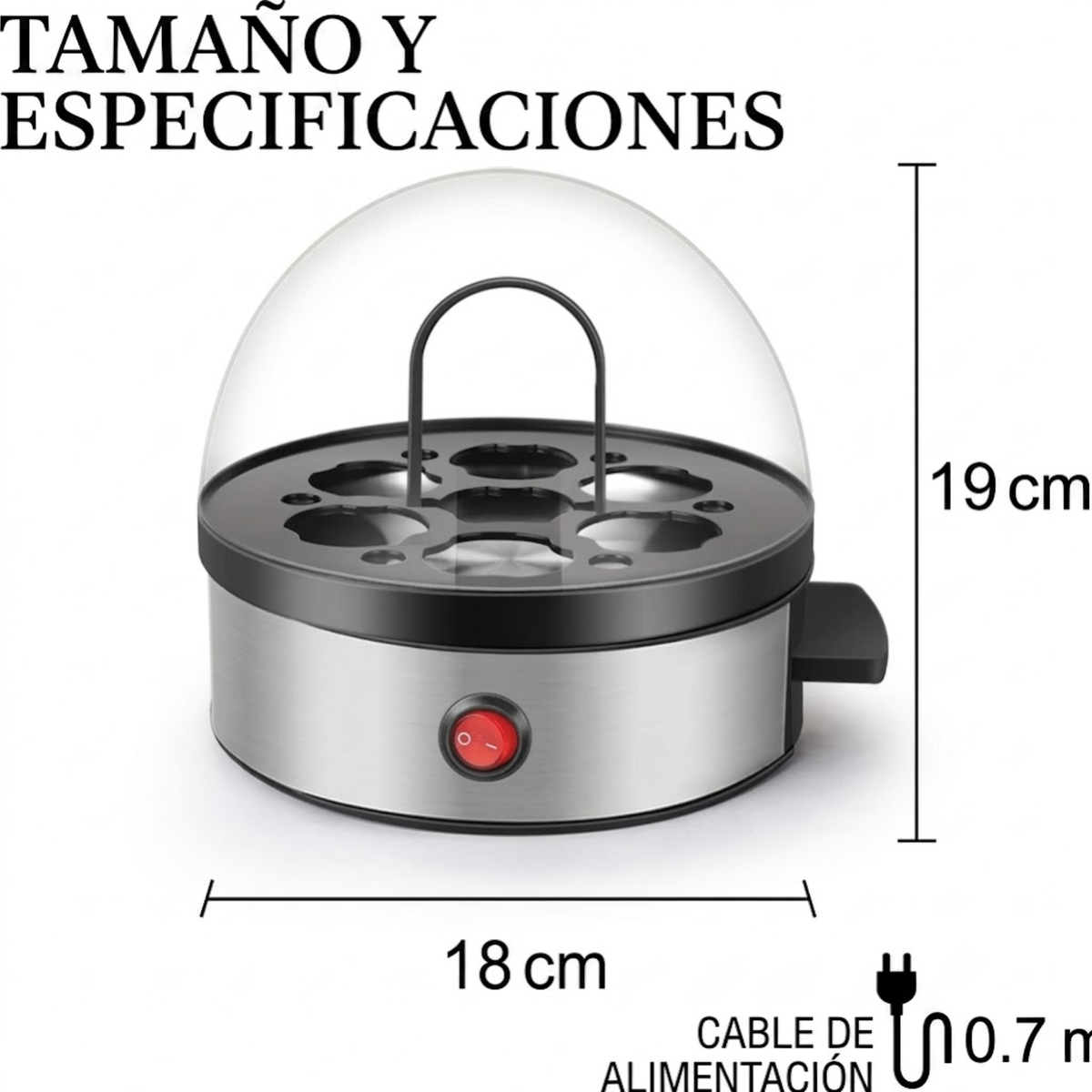 Hervidor Huevos Eléctrico Vapor Automático 7 Huevos Tibios Duros