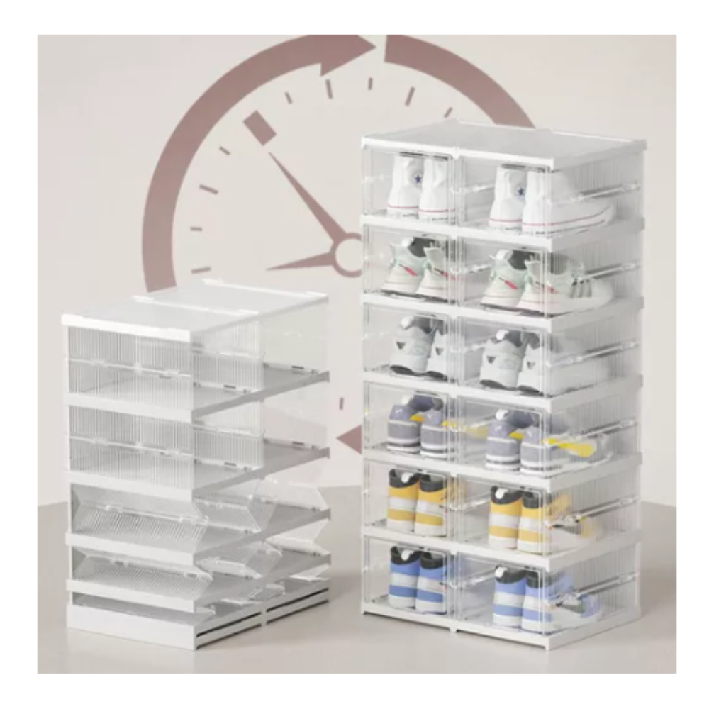 Organizador Zapatos Plegable 3 Niveles Apilable Caja Antipolvo PP
