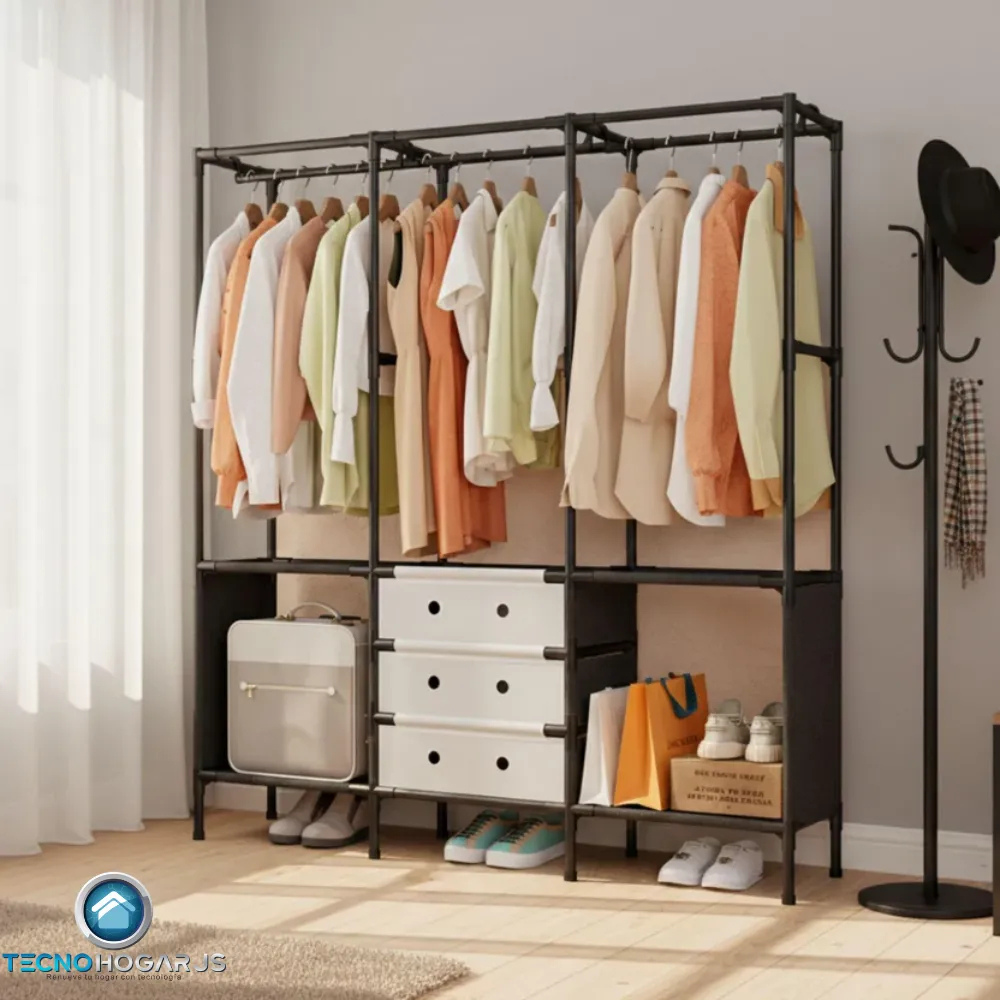 Closet Organizador Ropa 3 Módulos Zapatero Estante Cubierta Armable