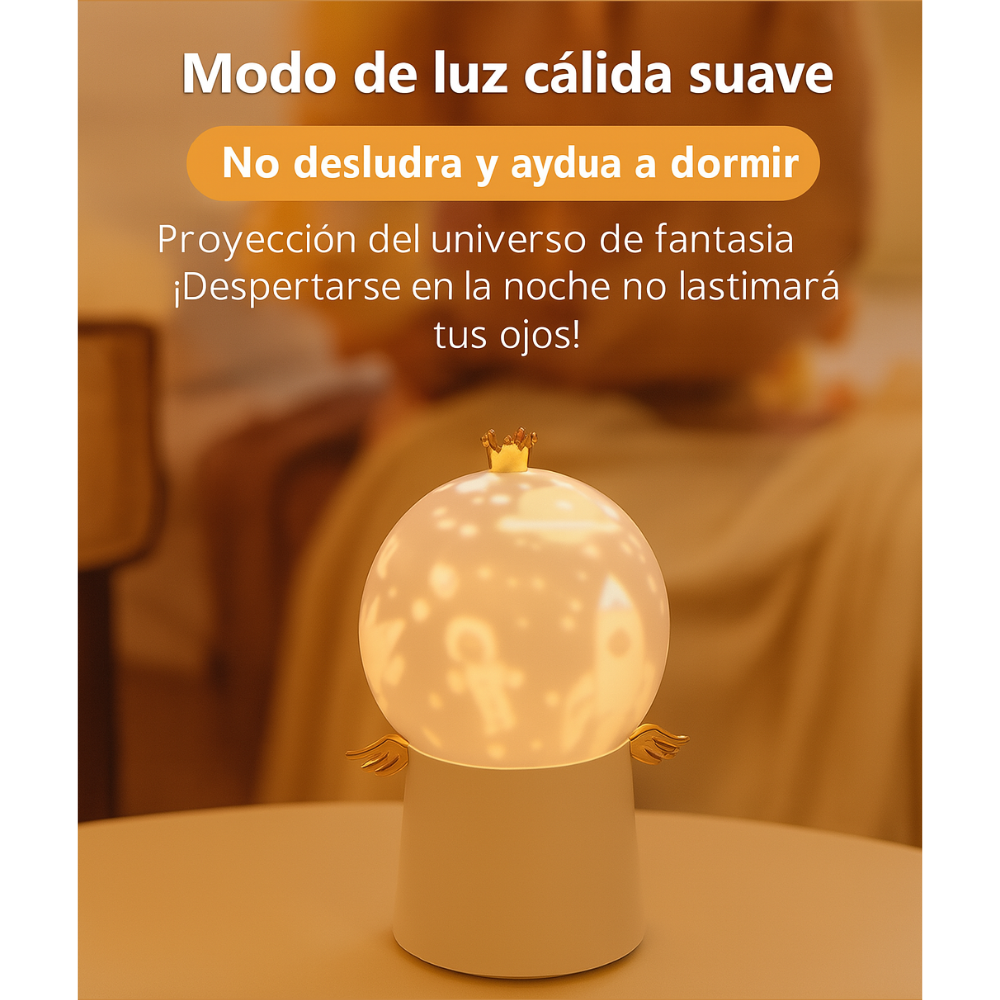 Lámpara Mesa Ángel LED Proyector Estrellas Parlante Bluetooth Noche